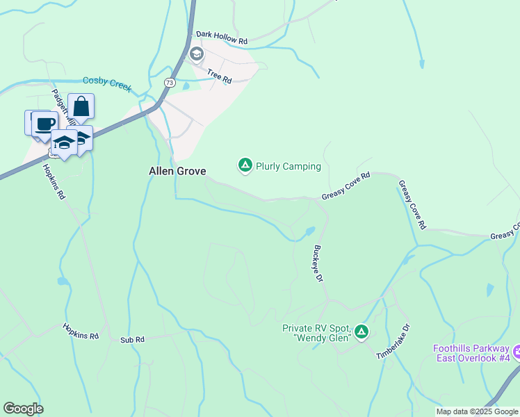 map of restaurants, bars, coffee shops, grocery stores, and more near 2480 Perilla Road in Cosby