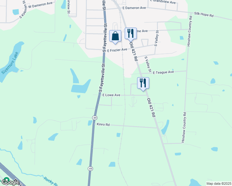 map of restaurants, bars, coffee shops, grocery stores, and more near 757 East Lowe Avenue in Liberty