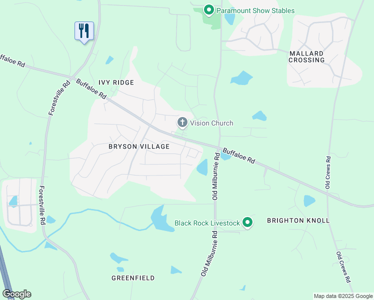 map of restaurants, bars, coffee shops, grocery stores, and more near 7805 Elmshire Way in Raleigh