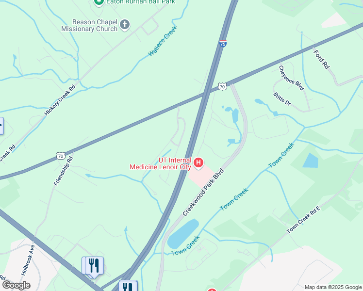 map of restaurants, bars, coffee shops, grocery stores, and more near 785 Jacksonian Way in Lenoir City