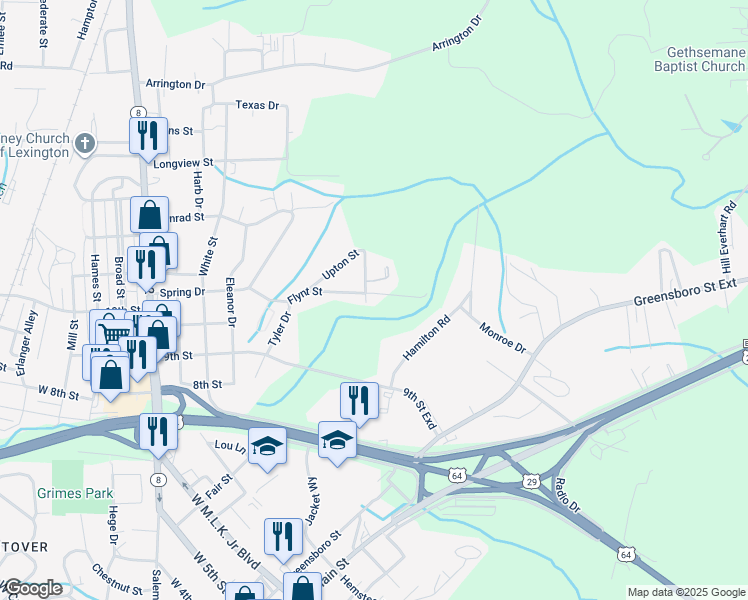 map of restaurants, bars, coffee shops, grocery stores, and more near 340 Northview Drive in Lexington