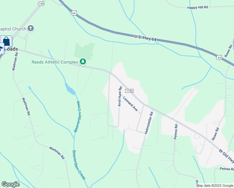 map of restaurants, bars, coffee shops, grocery stores, and more near 180 Arvil Hunt Road in Lexington