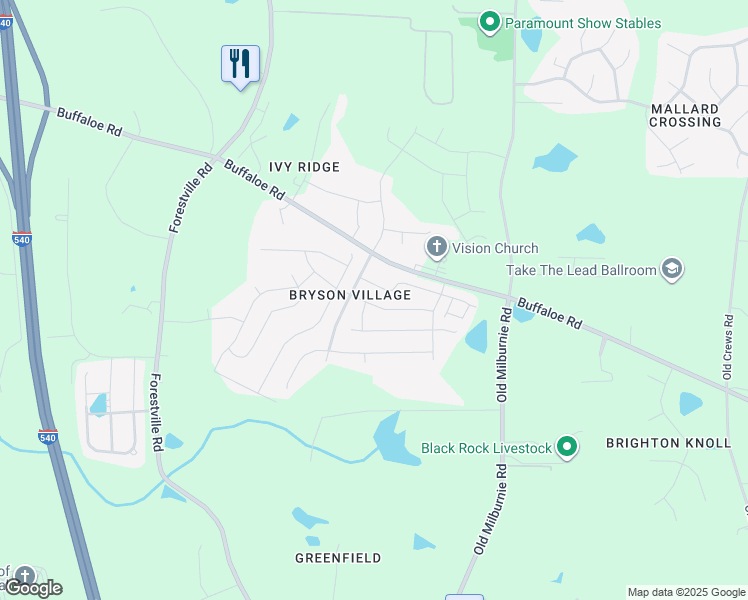 map of restaurants, bars, coffee shops, grocery stores, and more near 7618 Mapleshire Drive in Raleigh