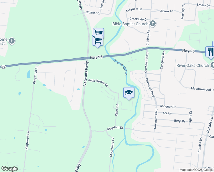 map of restaurants, bars, coffee shops, grocery stores, and more near 5133 Jack Byrnes Dr in Murfreesboro