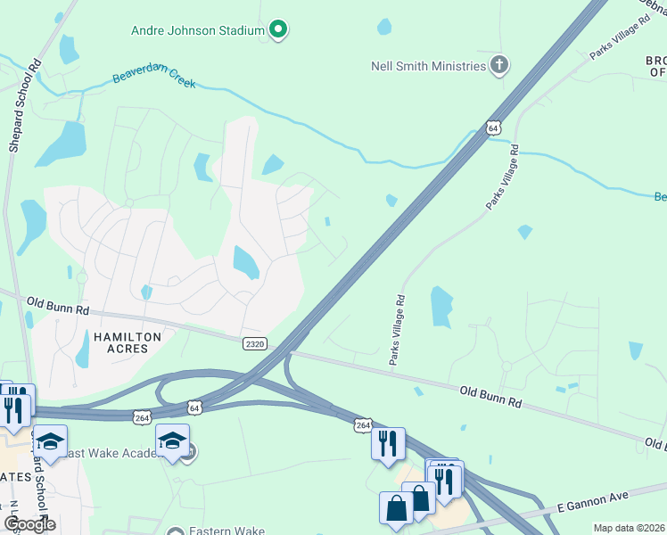 map of restaurants, bars, coffee shops, grocery stores, and more near 200 Indian Summer Street in Zebulon