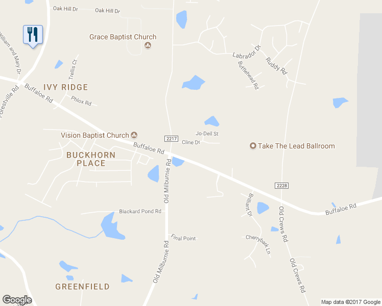 map of restaurants, bars, coffee shops, grocery stores, and more near 7817 Buffaloe Road in Raleigh