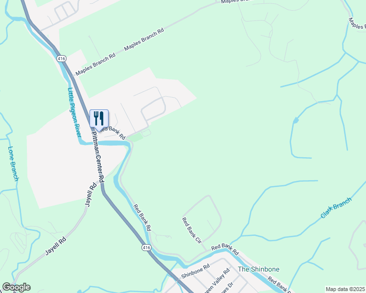 map of restaurants, bars, coffee shops, grocery stores, and more near 207 East Main Street in Sevierville