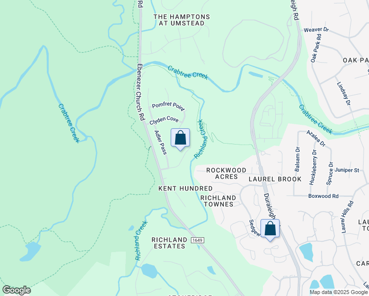 map of restaurants, bars, coffee shops, grocery stores, and more near 5031 Neiman Cove in Raleigh