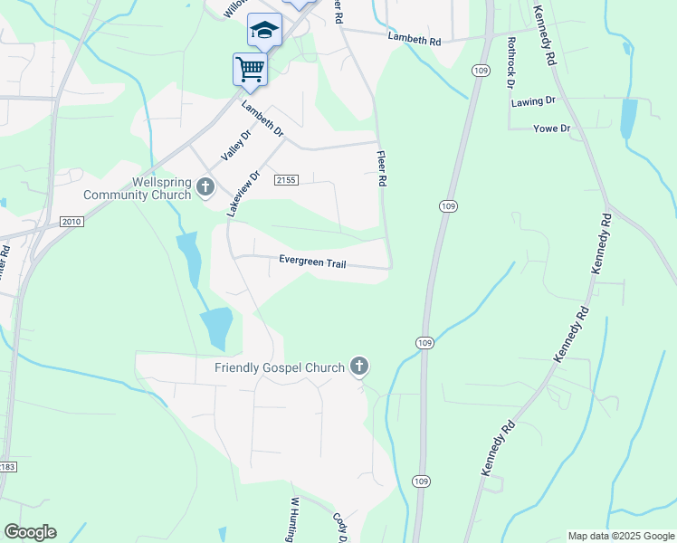 map of restaurants, bars, coffee shops, grocery stores, and more near 511 Evergreen Trail in Thomasville