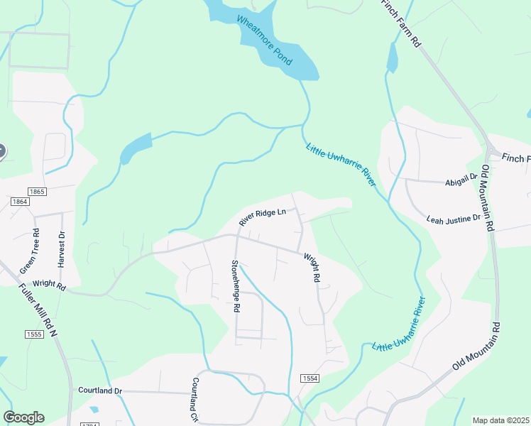 map of restaurants, bars, coffee shops, grocery stores, and more near River Ridge Lane in Randolph County
