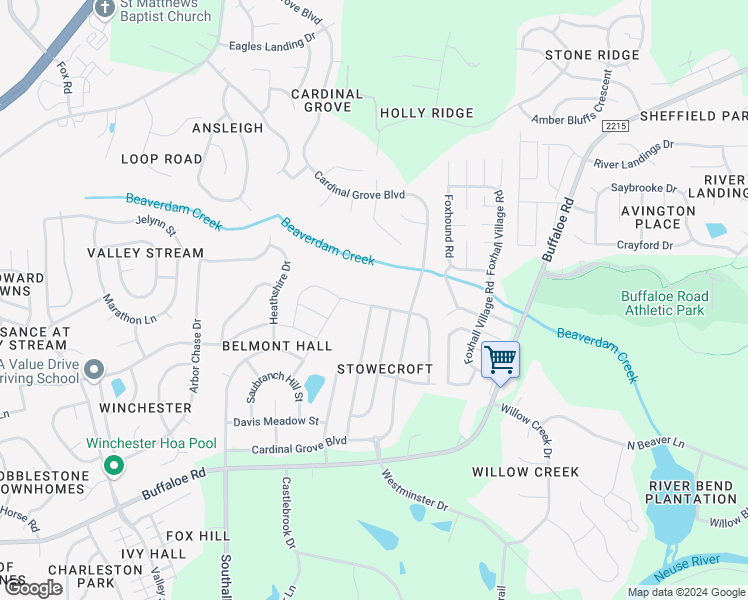 map of restaurants, bars, coffee shops, grocery stores, and more near 5201 Glenmorgan Lane in Raleigh