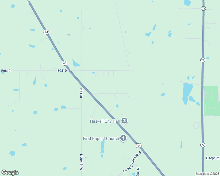 map of restaurants, bars, coffee shops, grocery stores, and more near 1264 Birch Street in Haskell