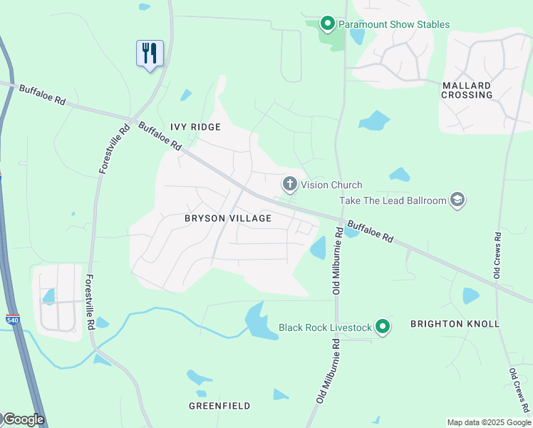 map of restaurants, bars, coffee shops, grocery stores, and more near 7705 Weathered Oak Way in Raleigh