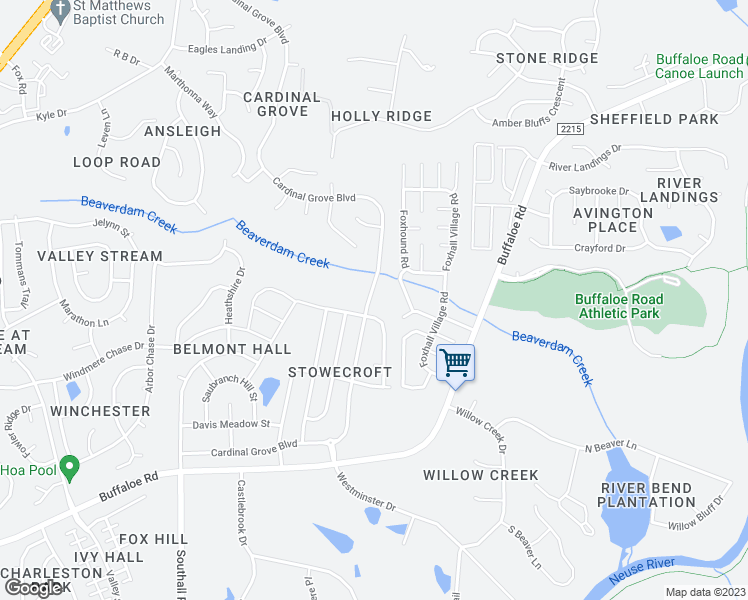 map of restaurants, bars, coffee shops, grocery stores, and more near 4514 Cardinal Grove Boulevard in Raleigh