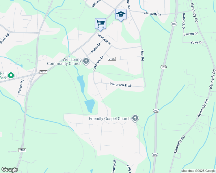 map of restaurants, bars, coffee shops, grocery stores, and more near 529 Evergreen Trail in Thomasville