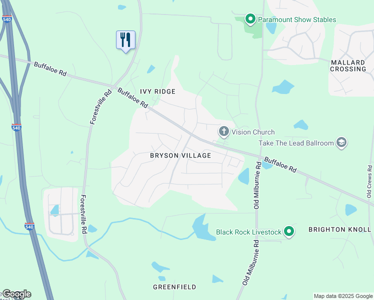 map of restaurants, bars, coffee shops, grocery stores, and more near 7618 Mapleshire Drive in Raleigh