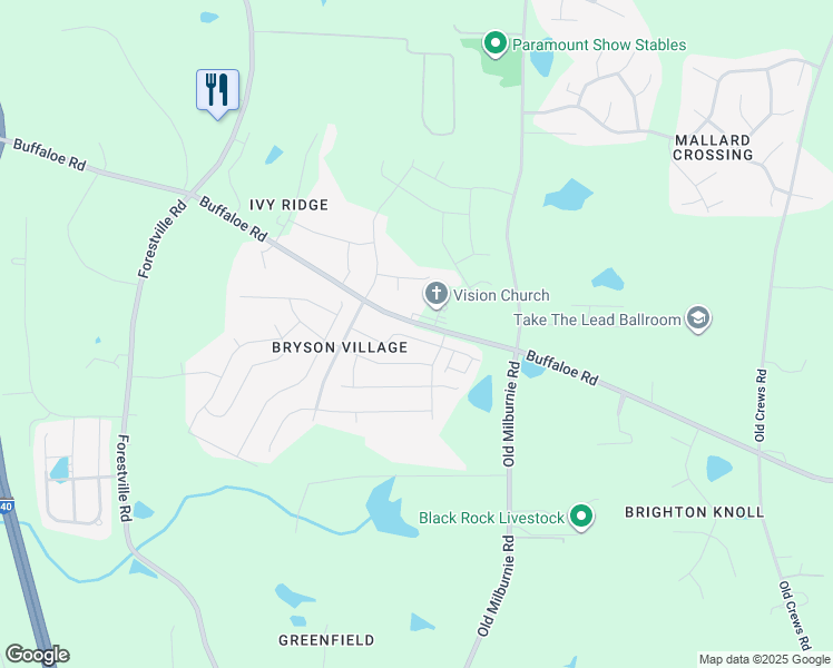 map of restaurants, bars, coffee shops, grocery stores, and more near 7724 Weathered Oak Way in Raleigh