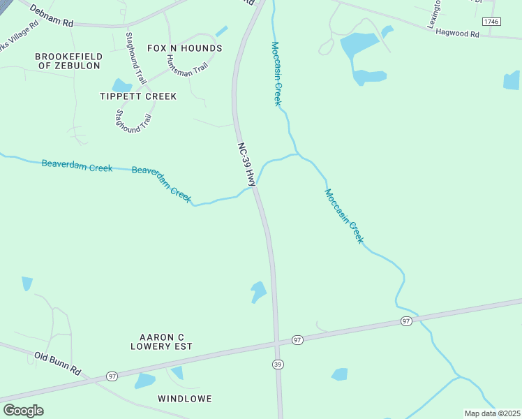 map of restaurants, bars, coffee shops, grocery stores, and more near North Carolina 39 in Zebulon