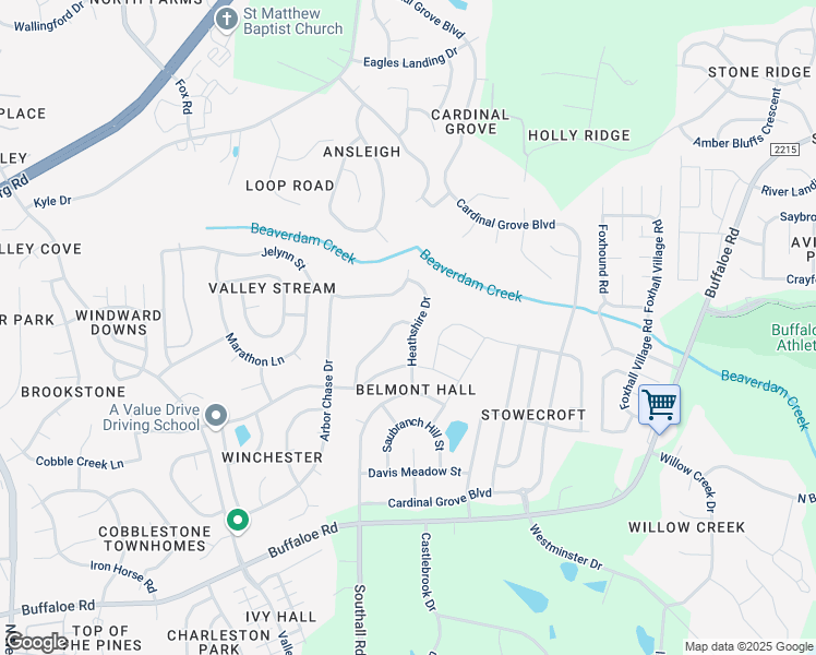 map of restaurants, bars, coffee shops, grocery stores, and more near 4933 Heathshire Drive in Raleigh