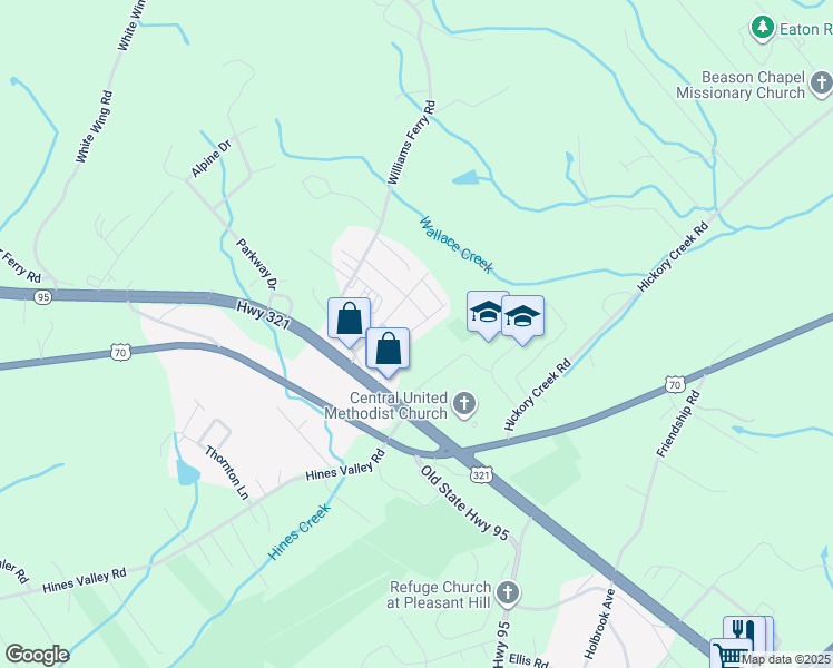 map of restaurants, bars, coffee shops, grocery stores, and more near 123 Norah Way in Lenoir City