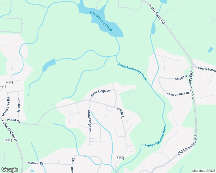 map of restaurants, bars, coffee shops, grocery stores, and more near River Ridge Lane in Randolph County