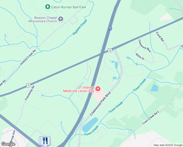 map of restaurants, bars, coffee shops, grocery stores, and more near 336 Jacksonian Way in Lenoir City
