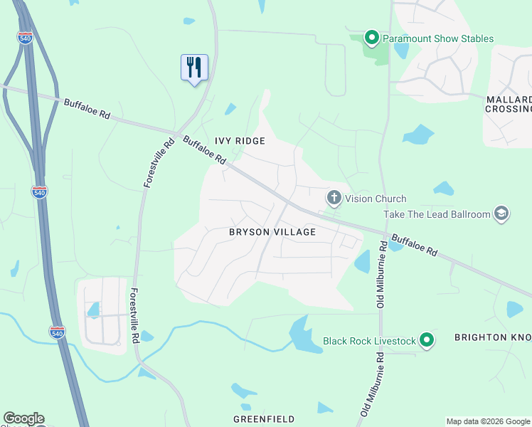 map of restaurants, bars, coffee shops, grocery stores, and more near 7470 Randshire Way in Raleigh