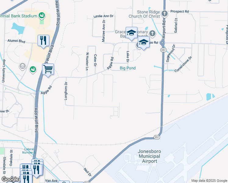 map of restaurants, bars, coffee shops, grocery stores, and more near 208 Holmes Road in Jonesboro