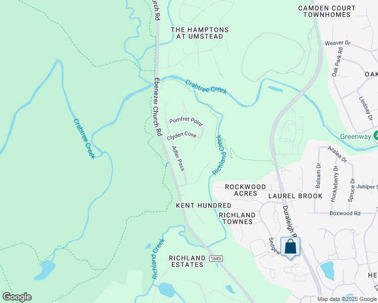 map of restaurants, bars, coffee shops, grocery stores, and more near 5320 Pomfret Point in Raleigh