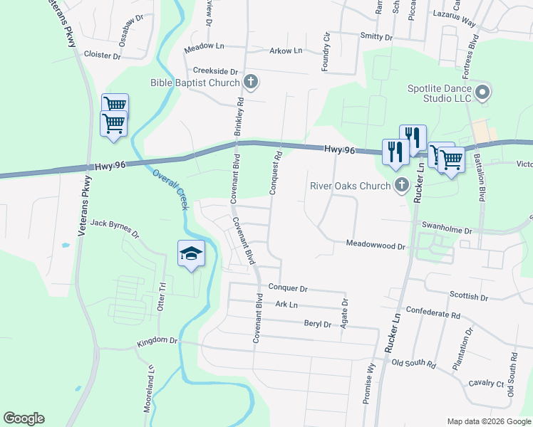 map of restaurants, bars, coffee shops, grocery stores, and more near 4911 Pillar Drive in Murfreesboro