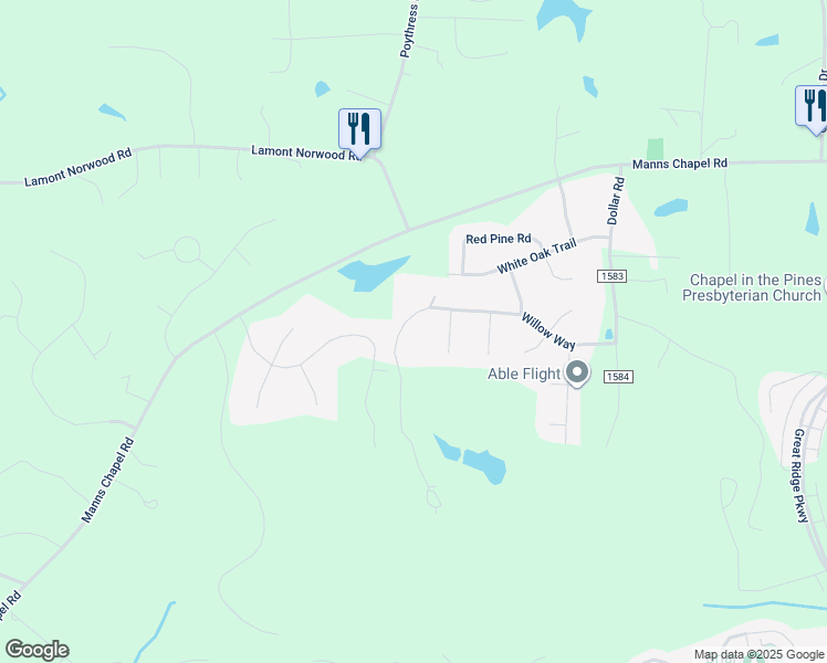 map of restaurants, bars, coffee shops, grocery stores, and more near 63 Willow Way in Chapel Hill