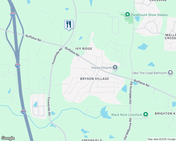 map of restaurants, bars, coffee shops, grocery stores, and more near 7470 Randshire Way in Raleigh