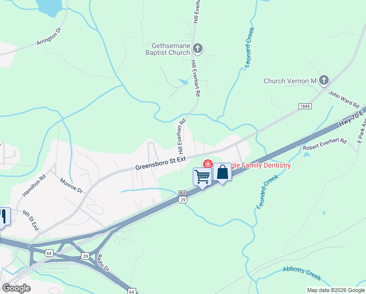 map of restaurants, bars, coffee shops, grocery stores, and more near 154 Hill Everhart Road in Lexington