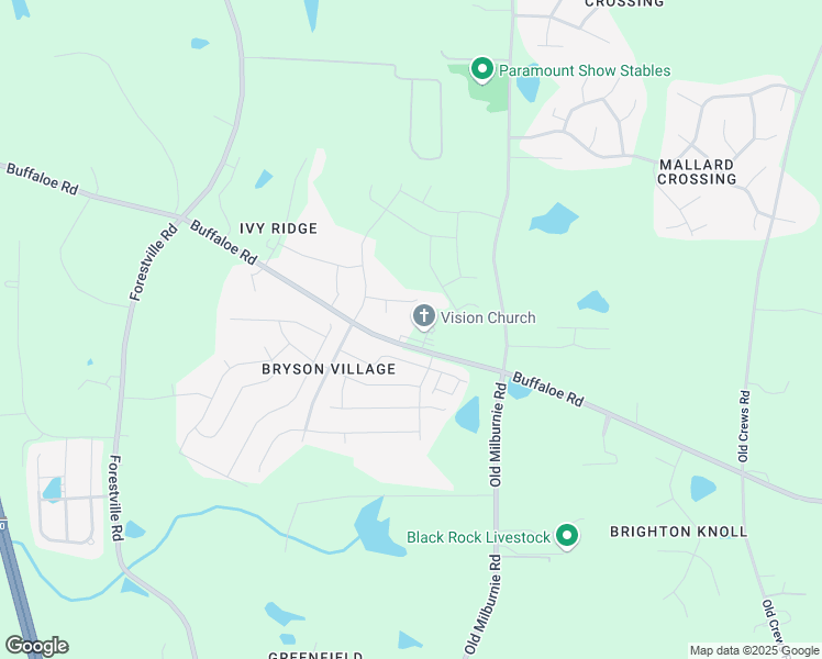 map of restaurants, bars, coffee shops, grocery stores, and more near 7633 Buffaloe Road in Raleigh