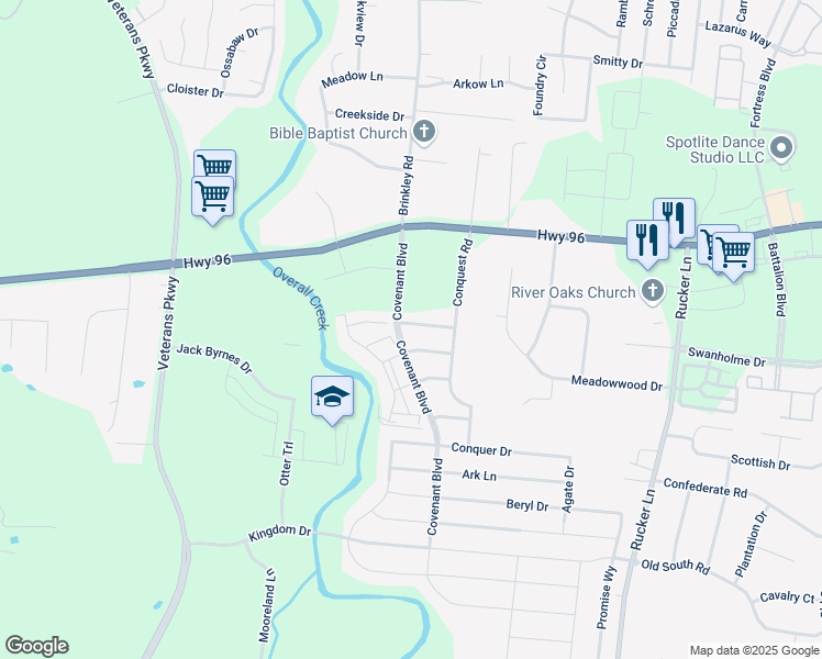 map of restaurants, bars, coffee shops, grocery stores, and more near 4931 Pillar Drive in Murfreesboro