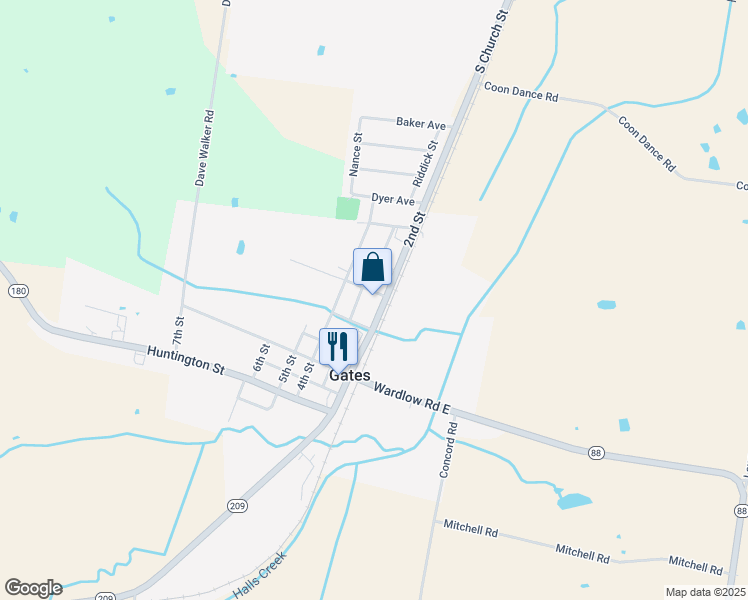 map of restaurants, bars, coffee shops, grocery stores, and more near 10321 2nd Street in Gates