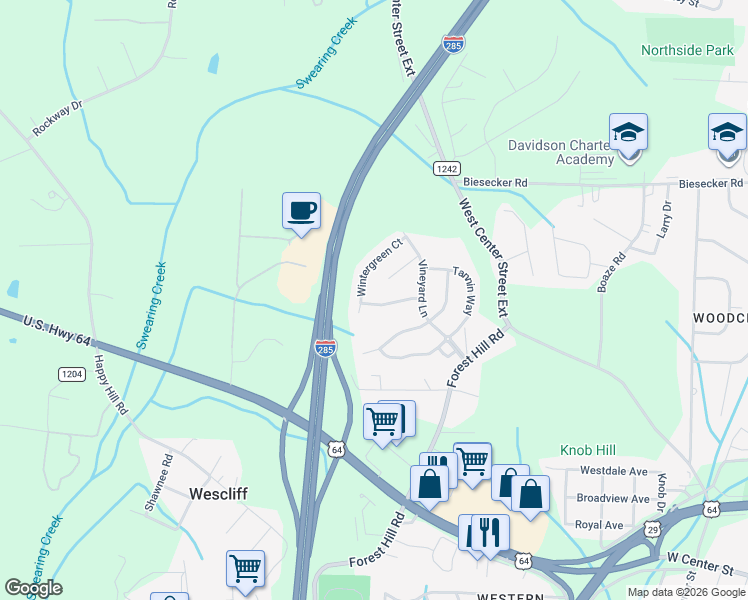 map of restaurants, bars, coffee shops, grocery stores, and more near 124 Saintsbury Place in Lexington