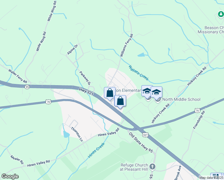 map of restaurants, bars, coffee shops, grocery stores, and more near 700 Williams Ferry Road in Lenoir City