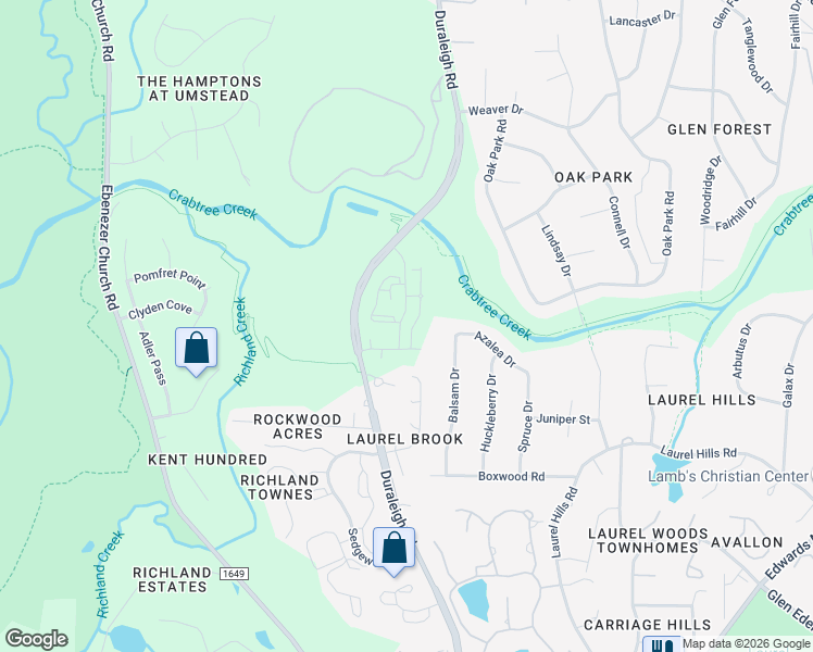 map of restaurants, bars, coffee shops, grocery stores, and more near 4632 Timberhurst Drive in Raleigh