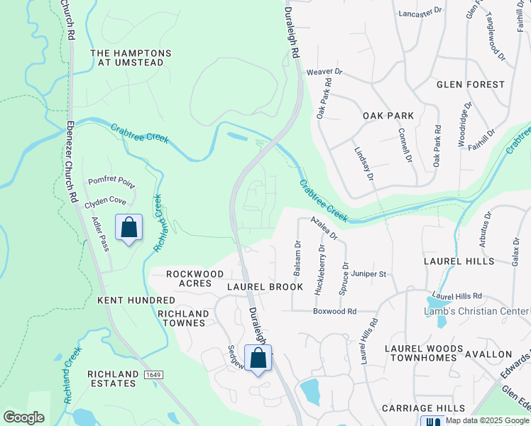 map of restaurants, bars, coffee shops, grocery stores, and more near 4632 Timberhurst Drive in Raleigh