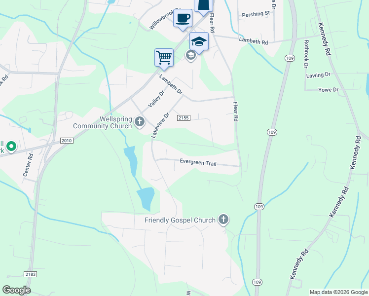 map of restaurants, bars, coffee shops, grocery stores, and more near 526 Evergreen Trail in Thomasville