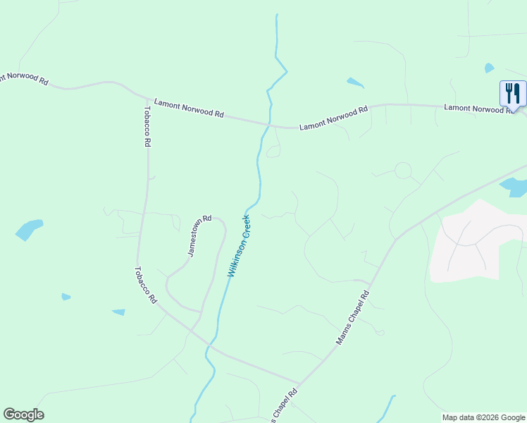map of restaurants, bars, coffee shops, grocery stores, and more near 2605 Manns Chapel Road in Pittsboro