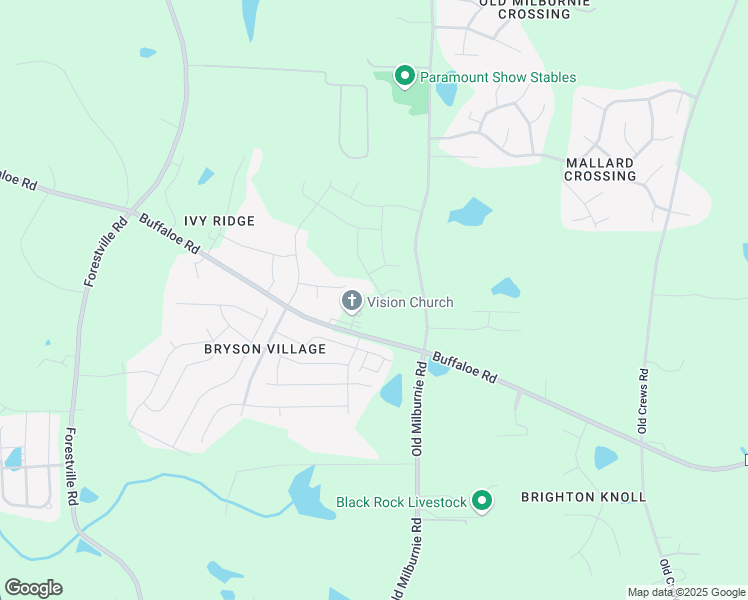 map of restaurants, bars, coffee shops, grocery stores, and more near 7633 Buffaloe Road in Raleigh