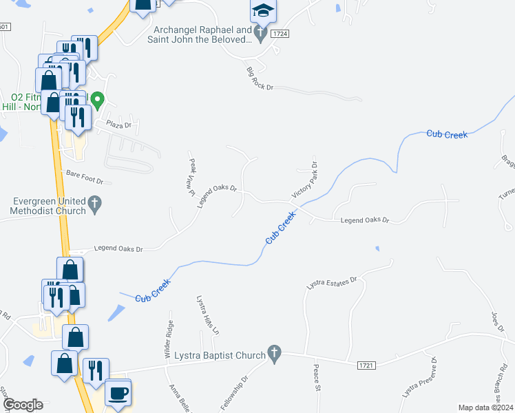 map of restaurants, bars, coffee shops, grocery stores, and more near 776 Legend Oaks Drive in Chapel Hill