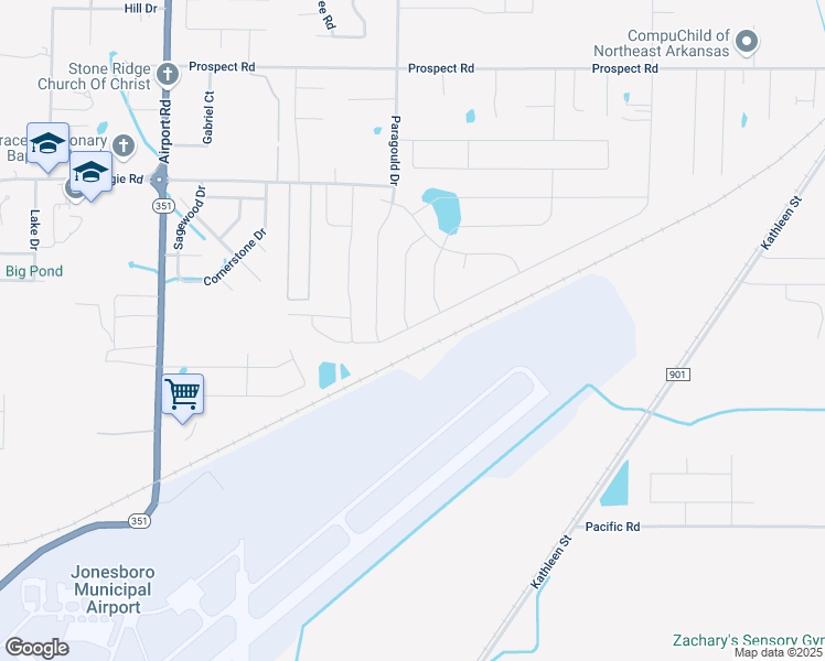 map of restaurants, bars, coffee shops, grocery stores, and more near 272 Goldrush Lane in Jonesboro