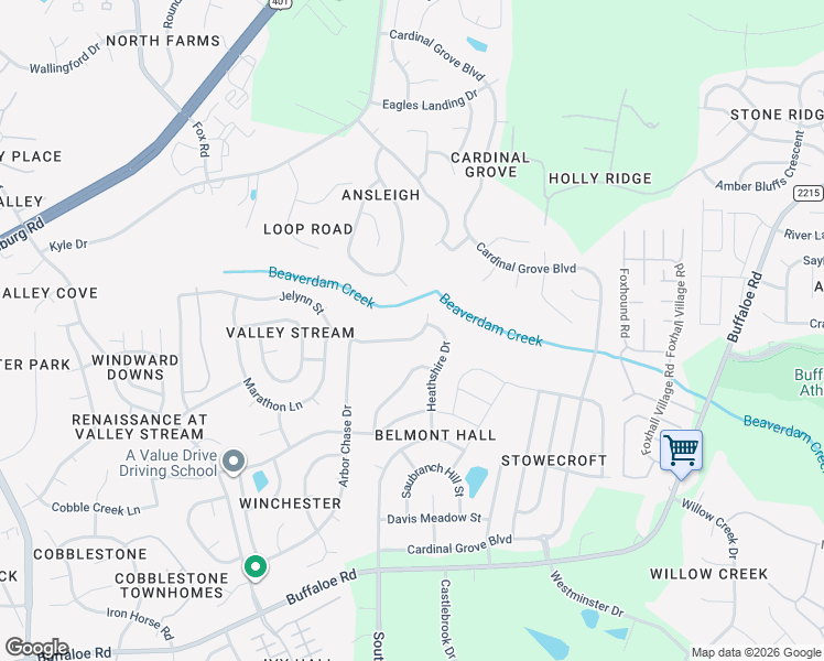 map of restaurants, bars, coffee shops, grocery stores, and more near 4933 Heathshire Drive in Raleigh