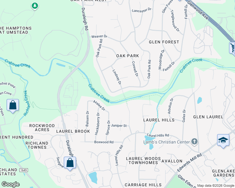 map of restaurants, bars, coffee shops, grocery stores, and more near 4216 Oak Park Road in Raleigh