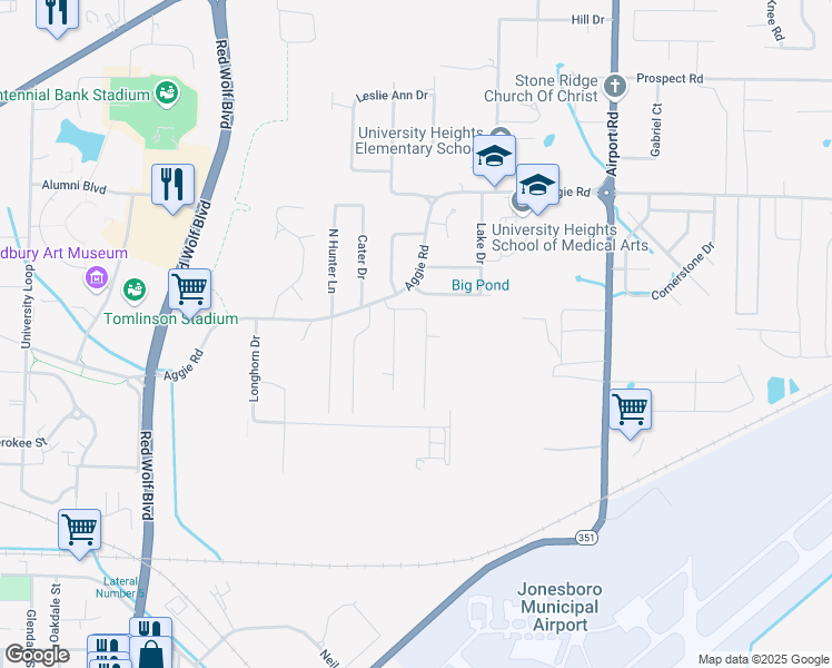map of restaurants, bars, coffee shops, grocery stores, and more near 134-208 Holmes Rd in Jonesboro
