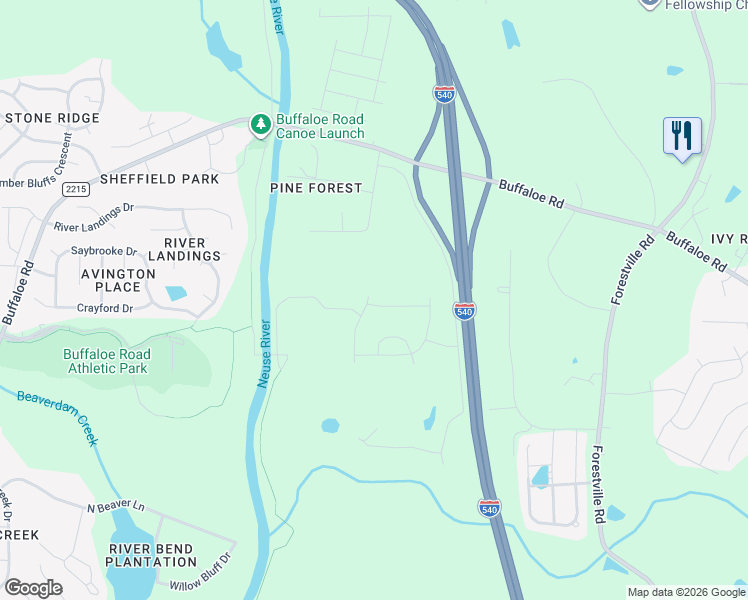 map of restaurants, bars, coffee shops, grocery stores, and more near 4844 Pine Drive in Raleigh