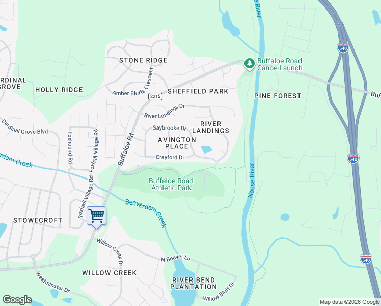 map of restaurants, bars, coffee shops, grocery stores, and more near 6329 Saybrooke Drive in Raleigh
